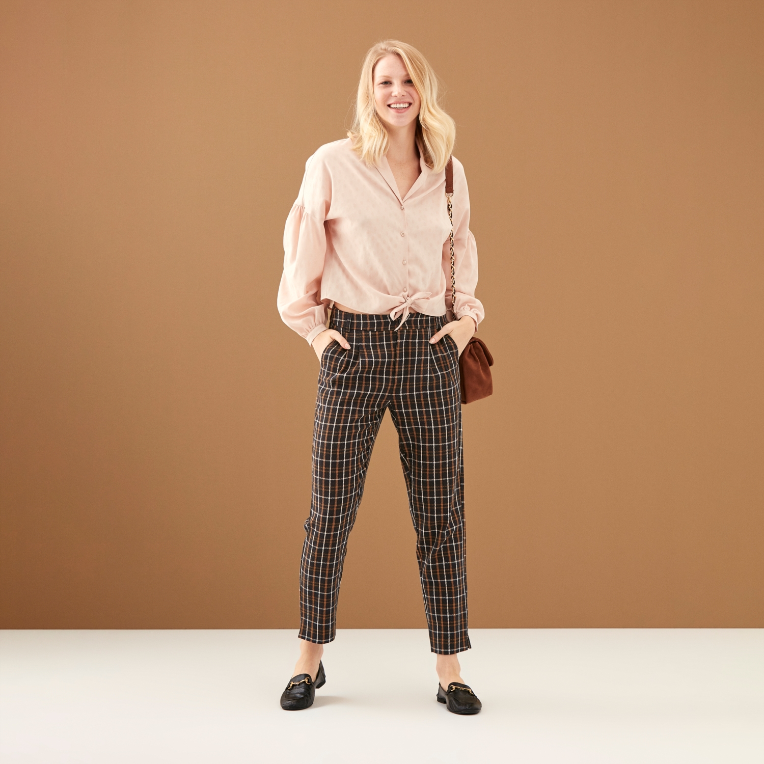 EKOSE DESENLİ STRAIGHT DOKUMA PANTOLON