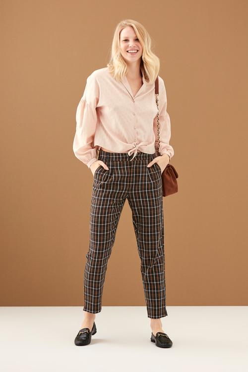  EKOSE DESENLİ STRAIGHT DOKUMA PANTOLON