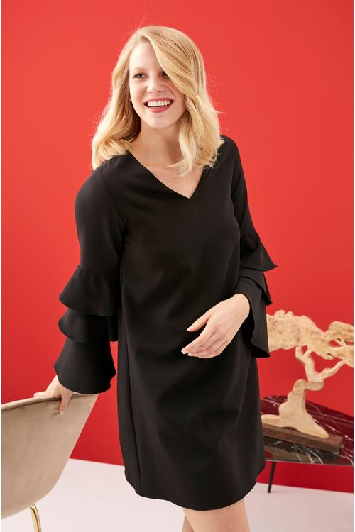  KOLLAR FIRFIRLI MİNİ BOY ELBİSE