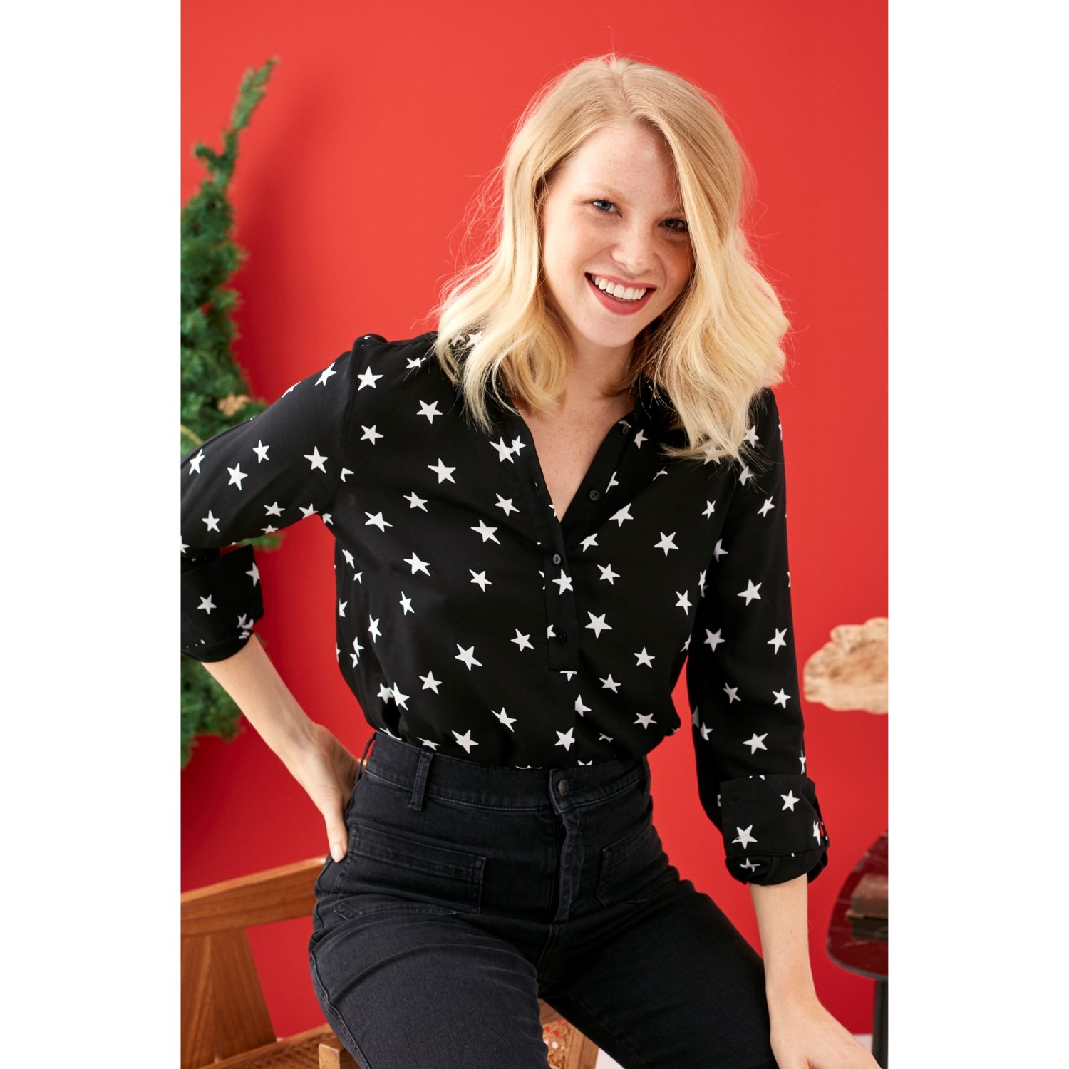 YILDIZ DESENLİ REGULAR BUSINESS GÖMLEK