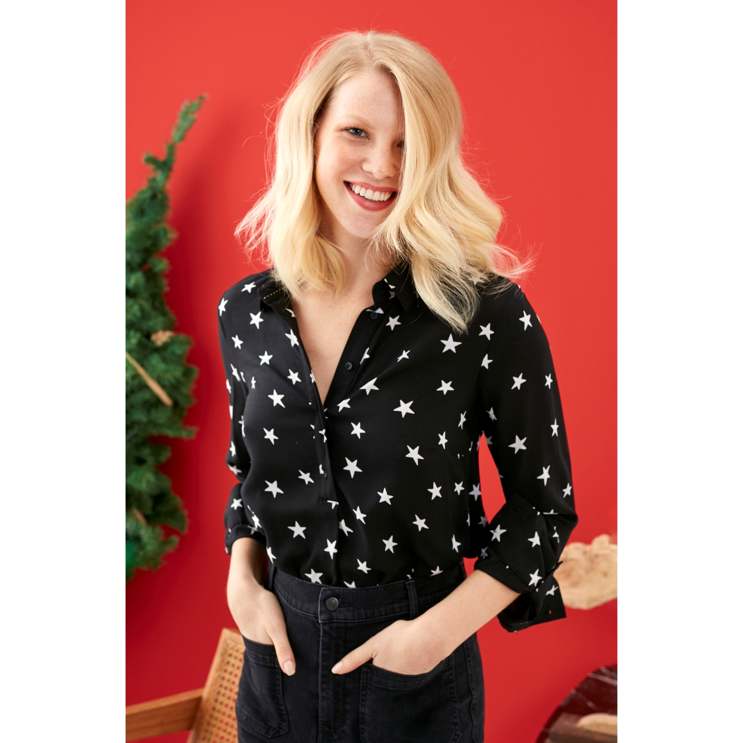 YILDIZ DESENLİ REGULAR BUSINESS GÖMLEK