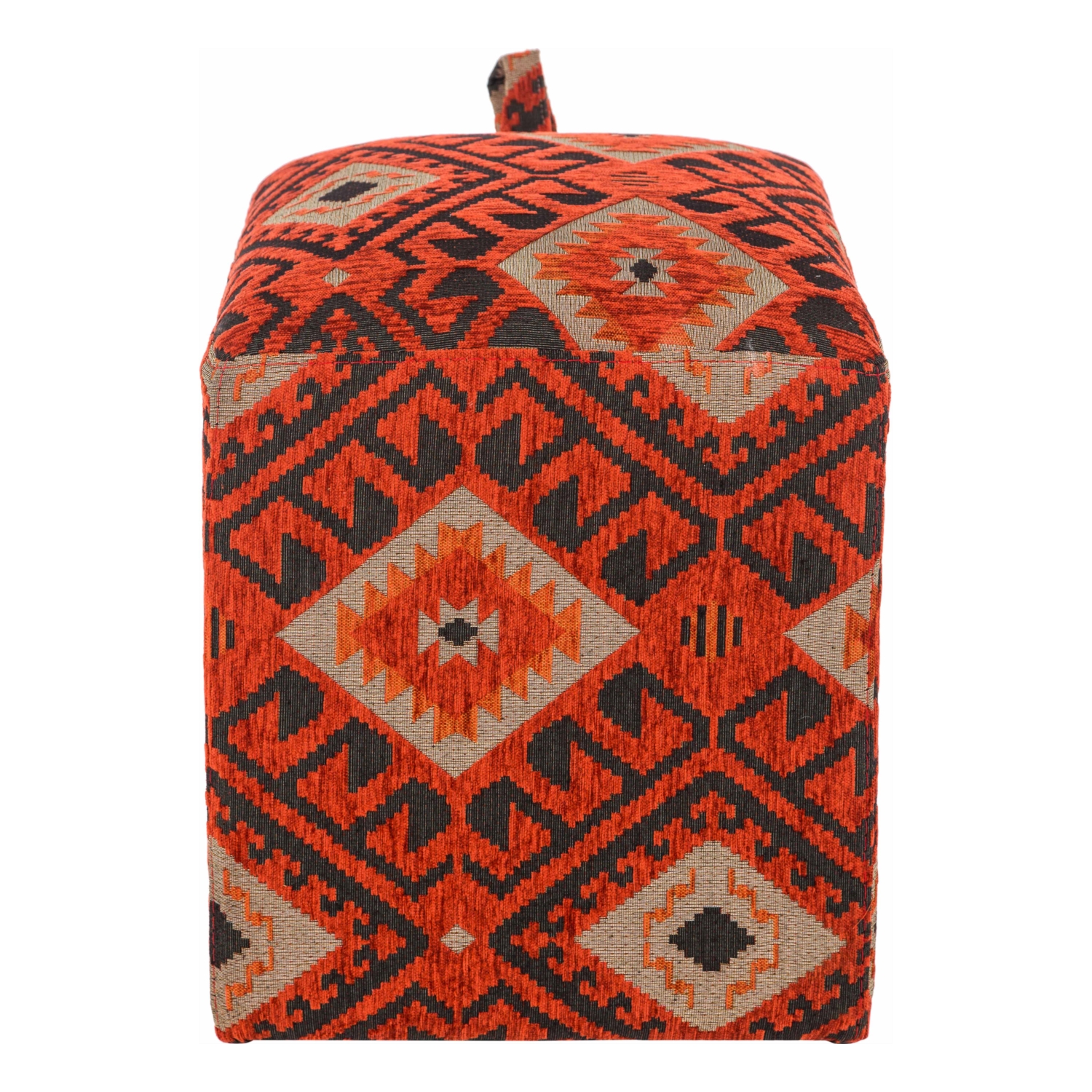 BOMMA PUF KIRMIZI KİLİM DESENLİ