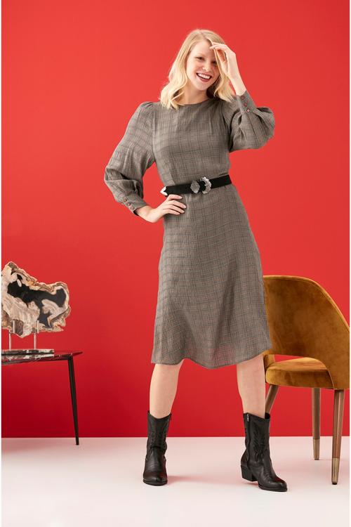  EKOSE DESENLİ DOKUME ELBİSE