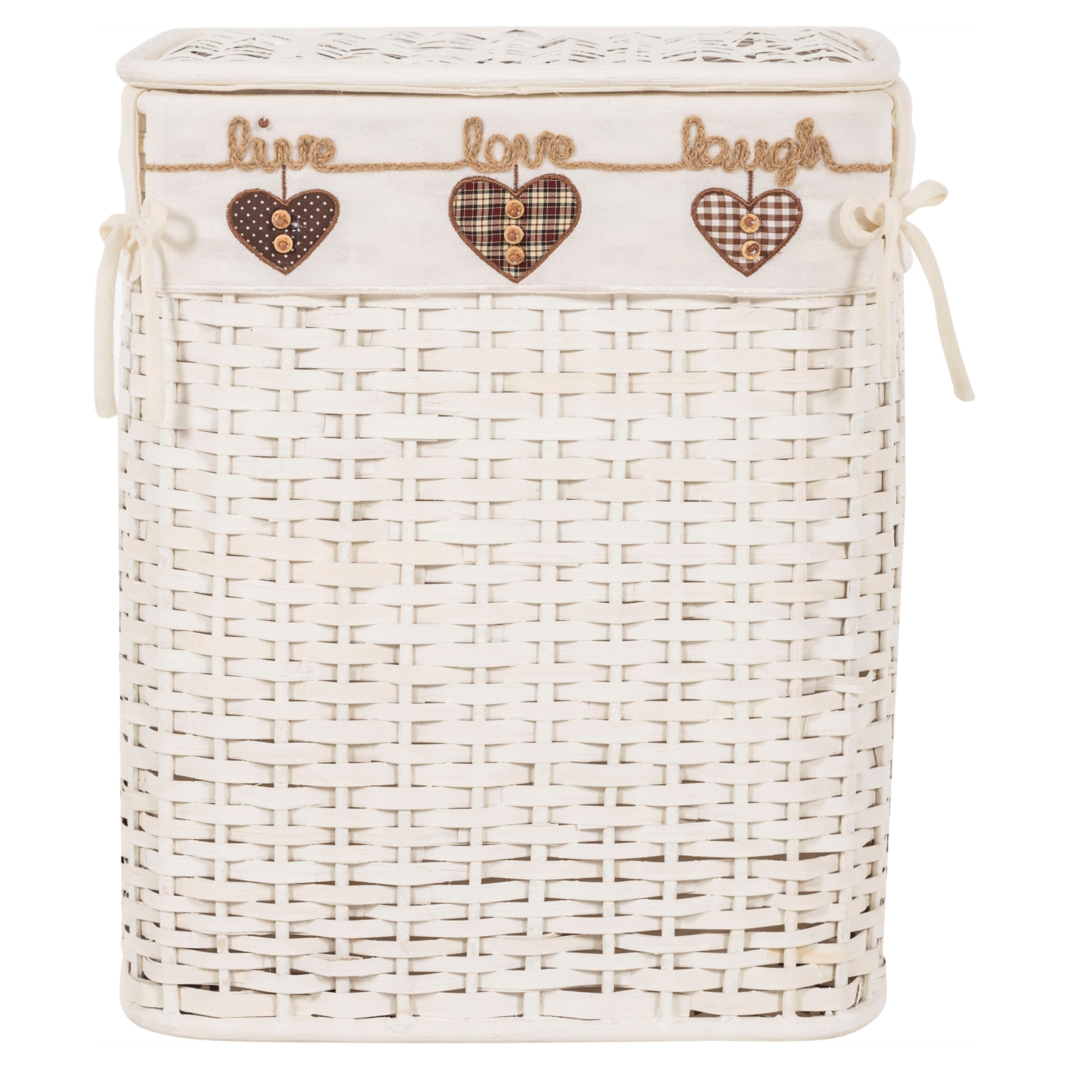 HEART BEYAZ ÇAMAŞIR SEPETİ DİKDÖRTGEN L