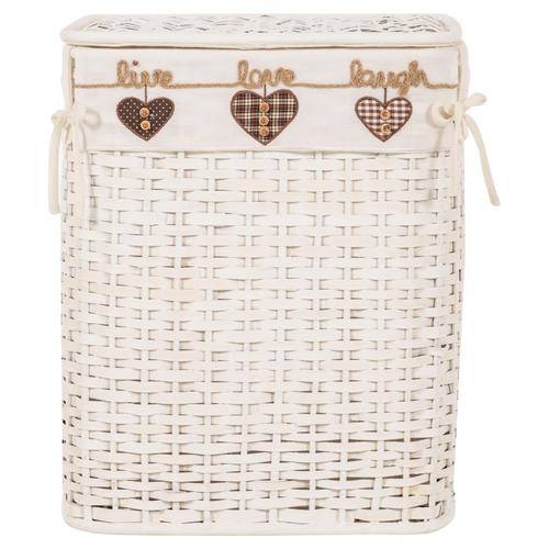  HEART BEYAZ ÇAMAŞIR SEPETİ DİKDÖRTGEN L