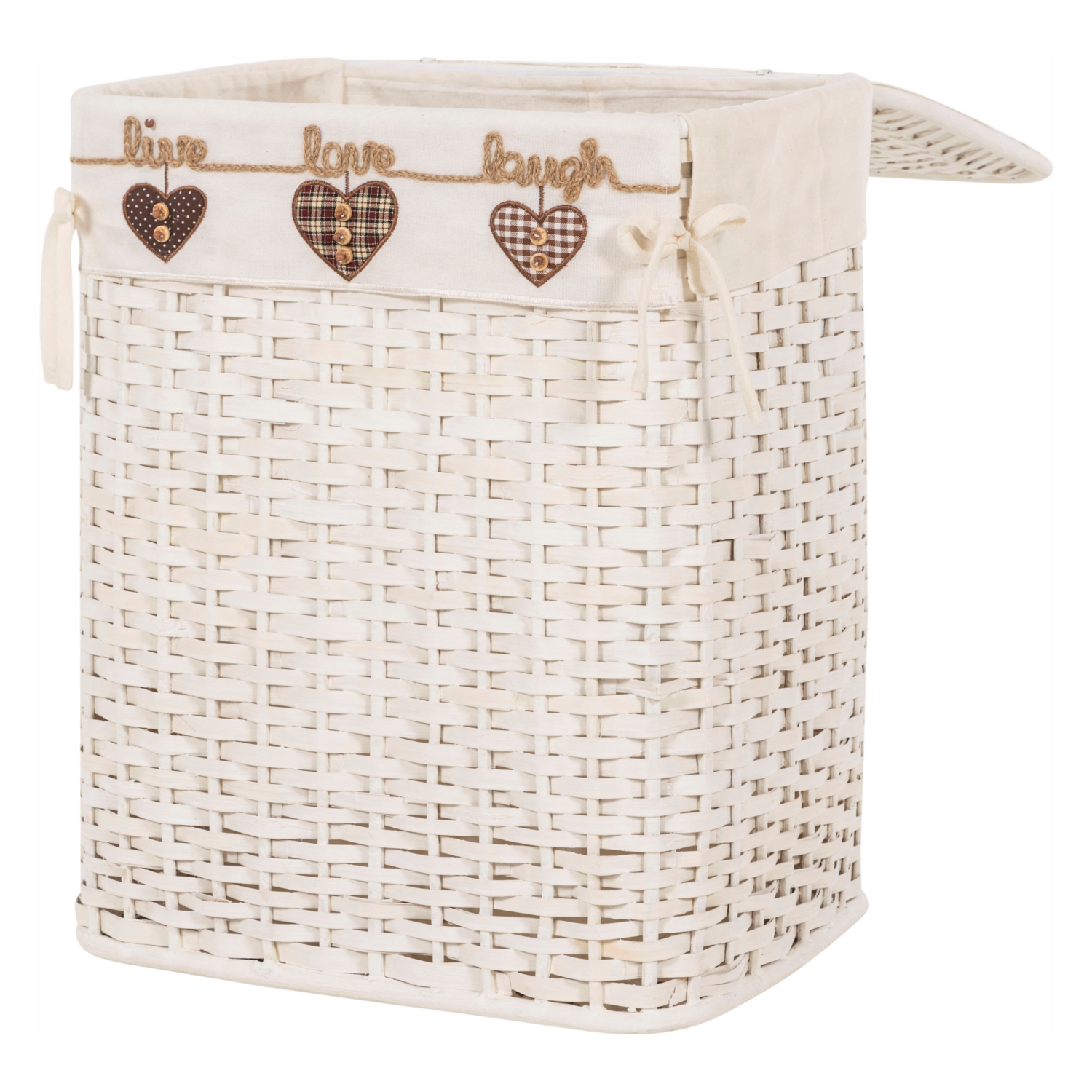 HEART BEYAZ ÇAMAŞIR SEPETİ DİKDÖRTGEN L