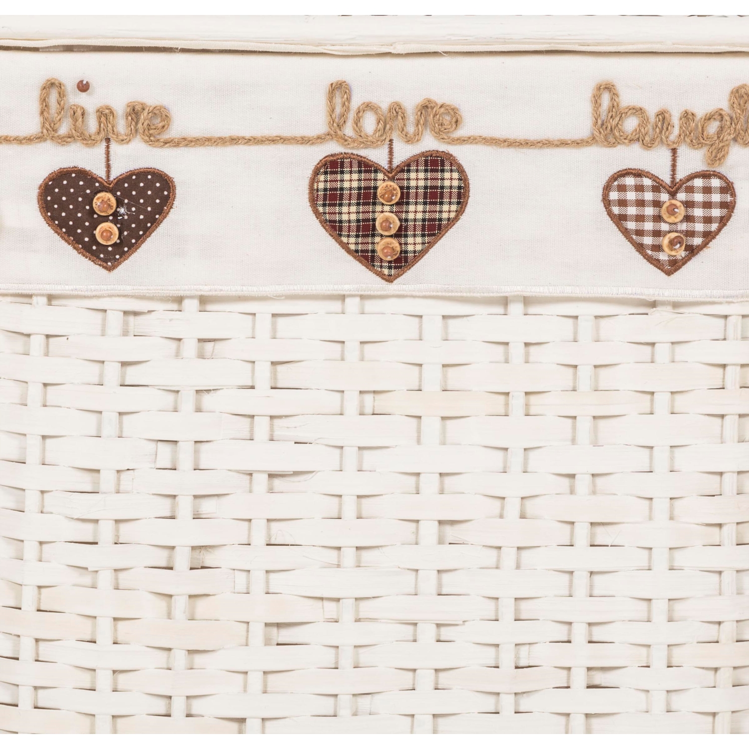 HEART BEYAZ ÇAMAŞIR SEPETİ DİKDÖRTGEN L