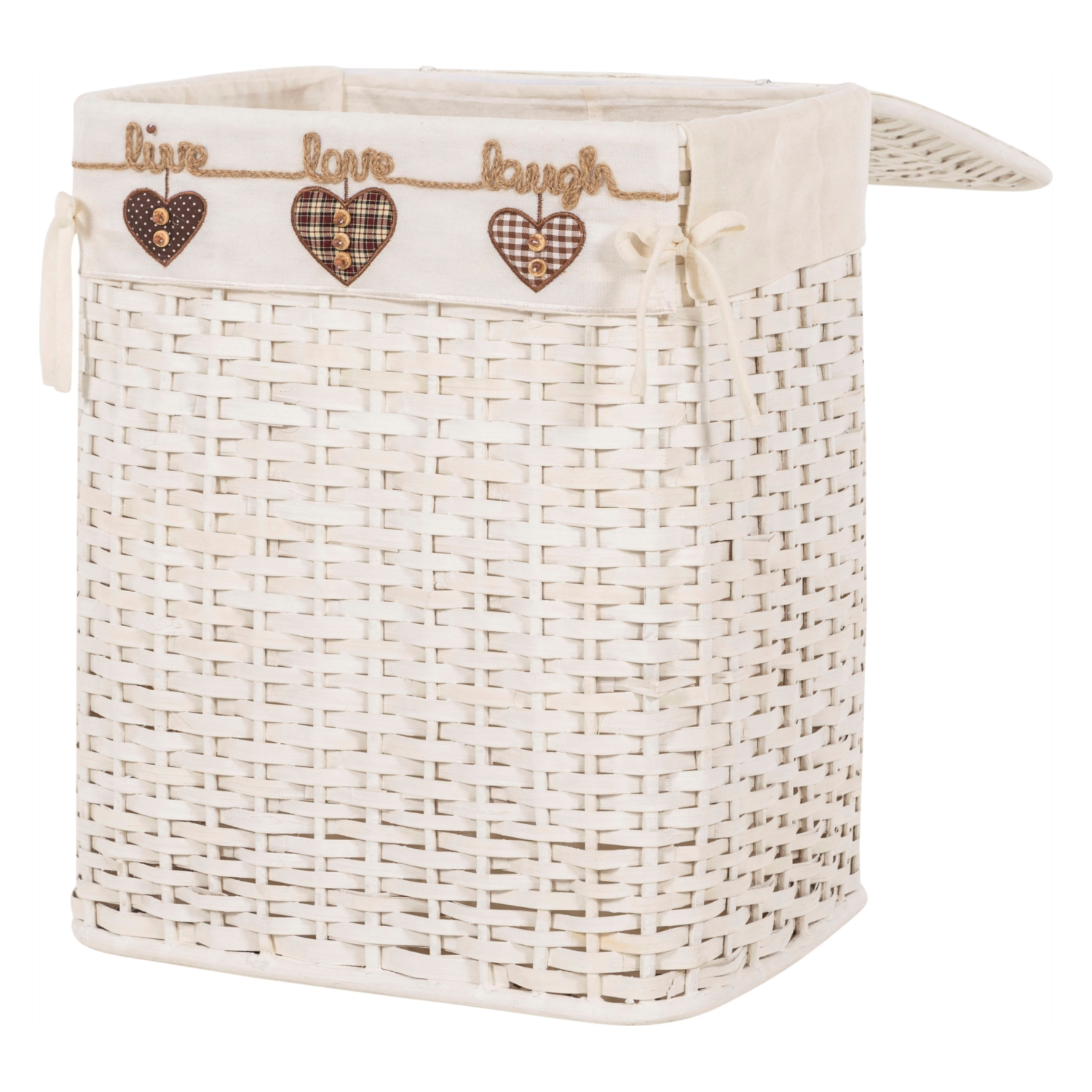 HEART BEYAZ ÇAMAŞIR SEPETİ DİKDÖRTGEN XL