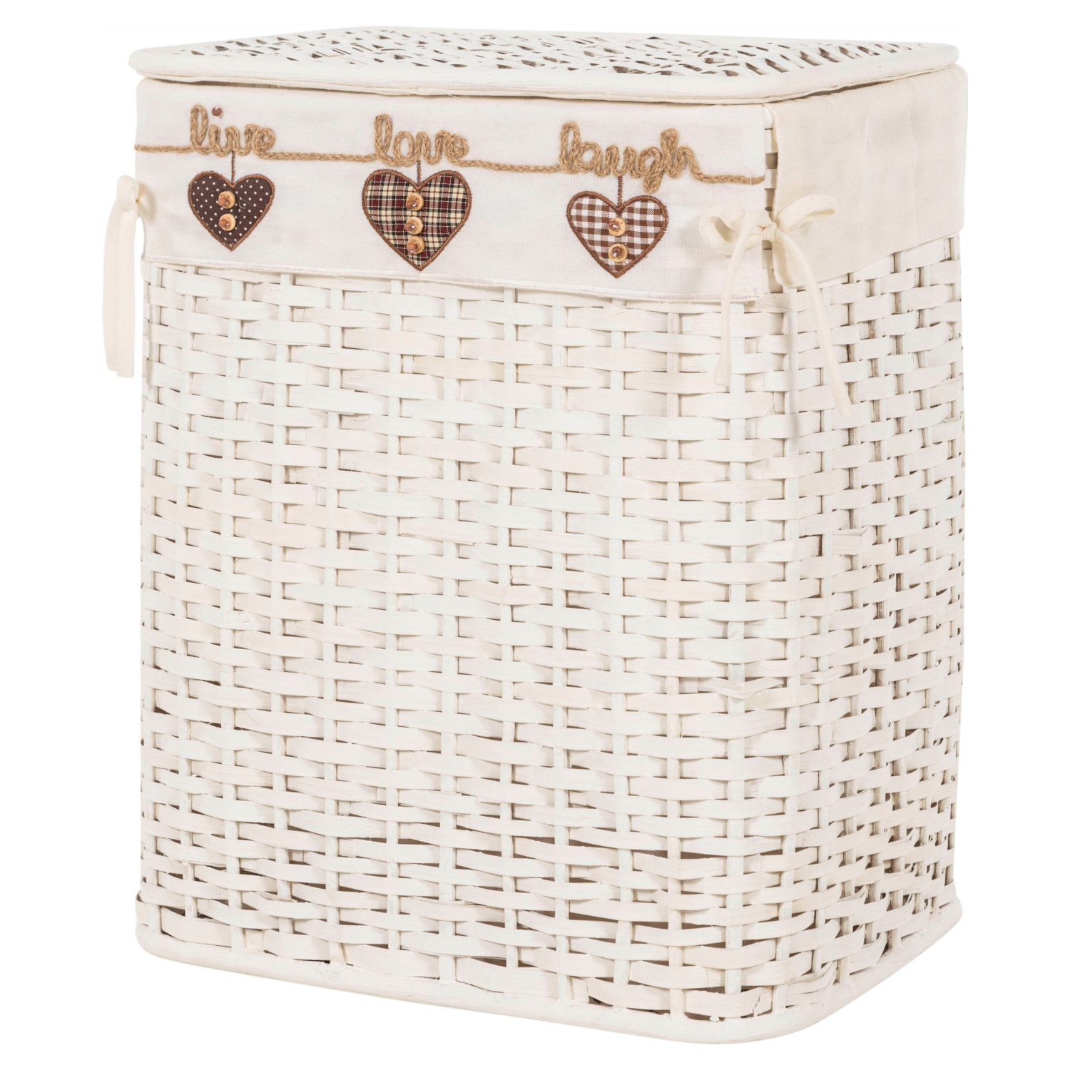 HEART BEYAZ ÇAMAŞIR SEPETİ DİKDÖRTGEN XL