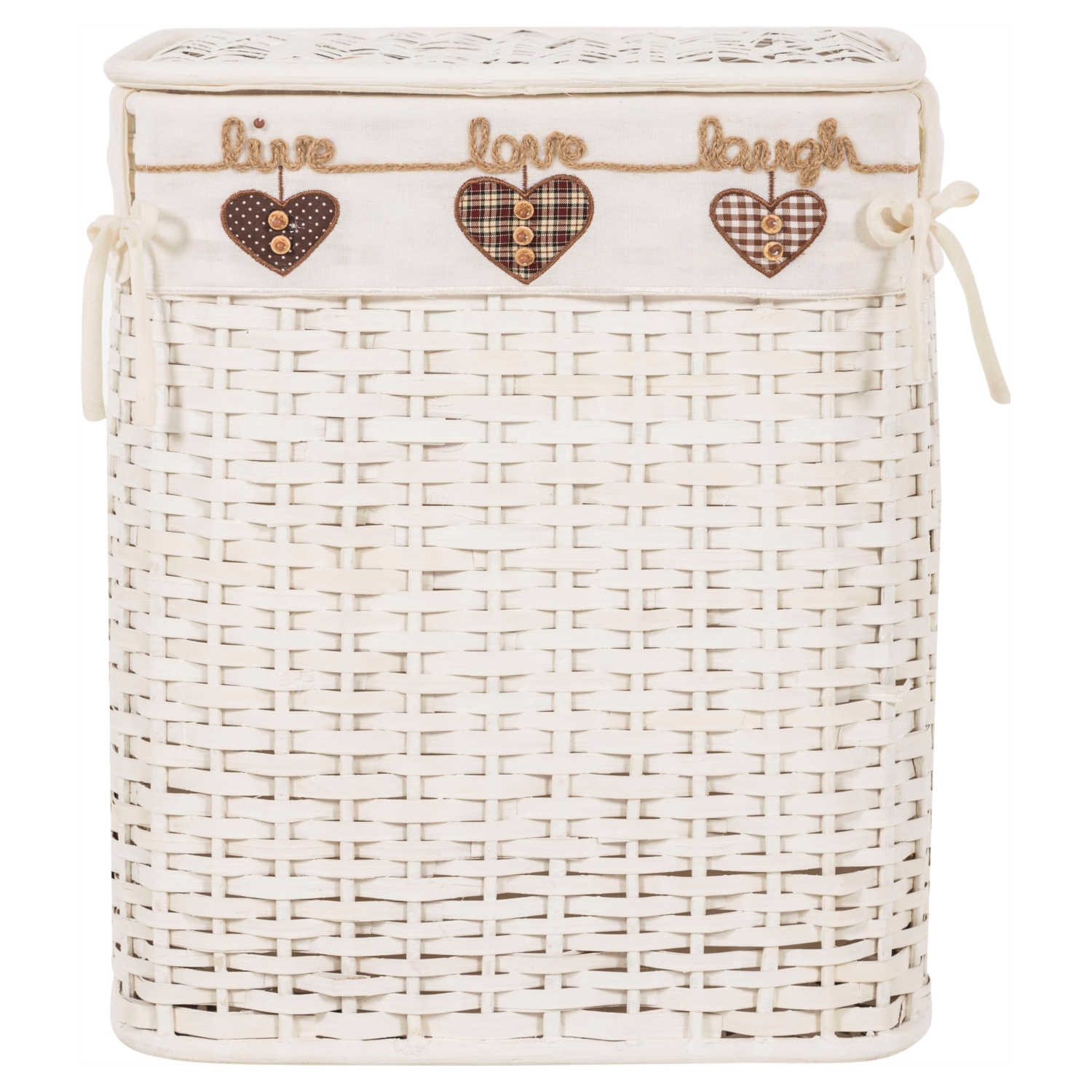 HEART BEYAZ ÇAMAŞIR SEPETİ DİKDÖRTGEN XL