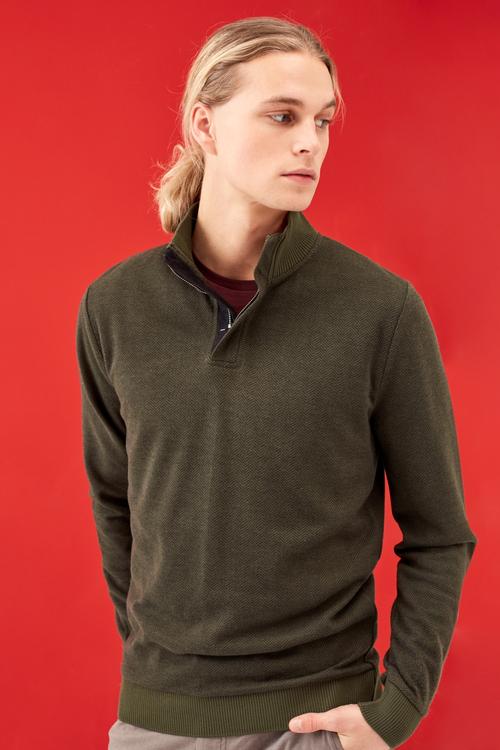  DİK YAKA ÖRME SWEATSHIRT