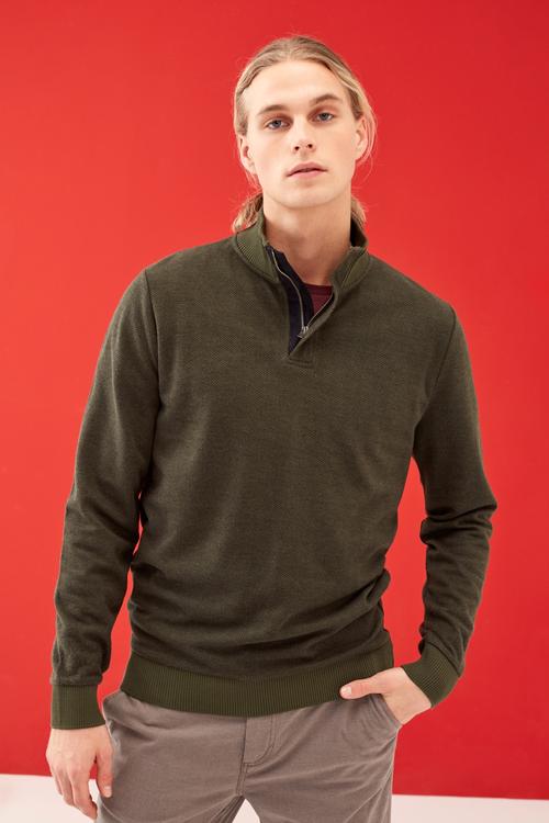  DİK YAKA ÖRME SWEATSHIRT