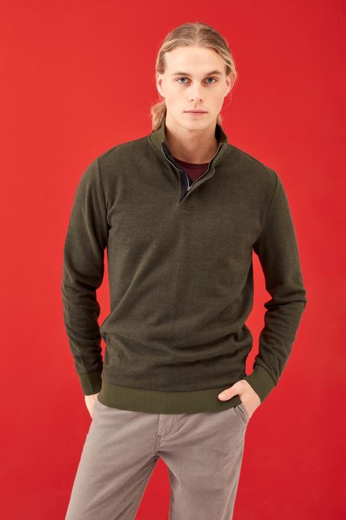  DİK YAKA ÖRME SWEATSHIRT