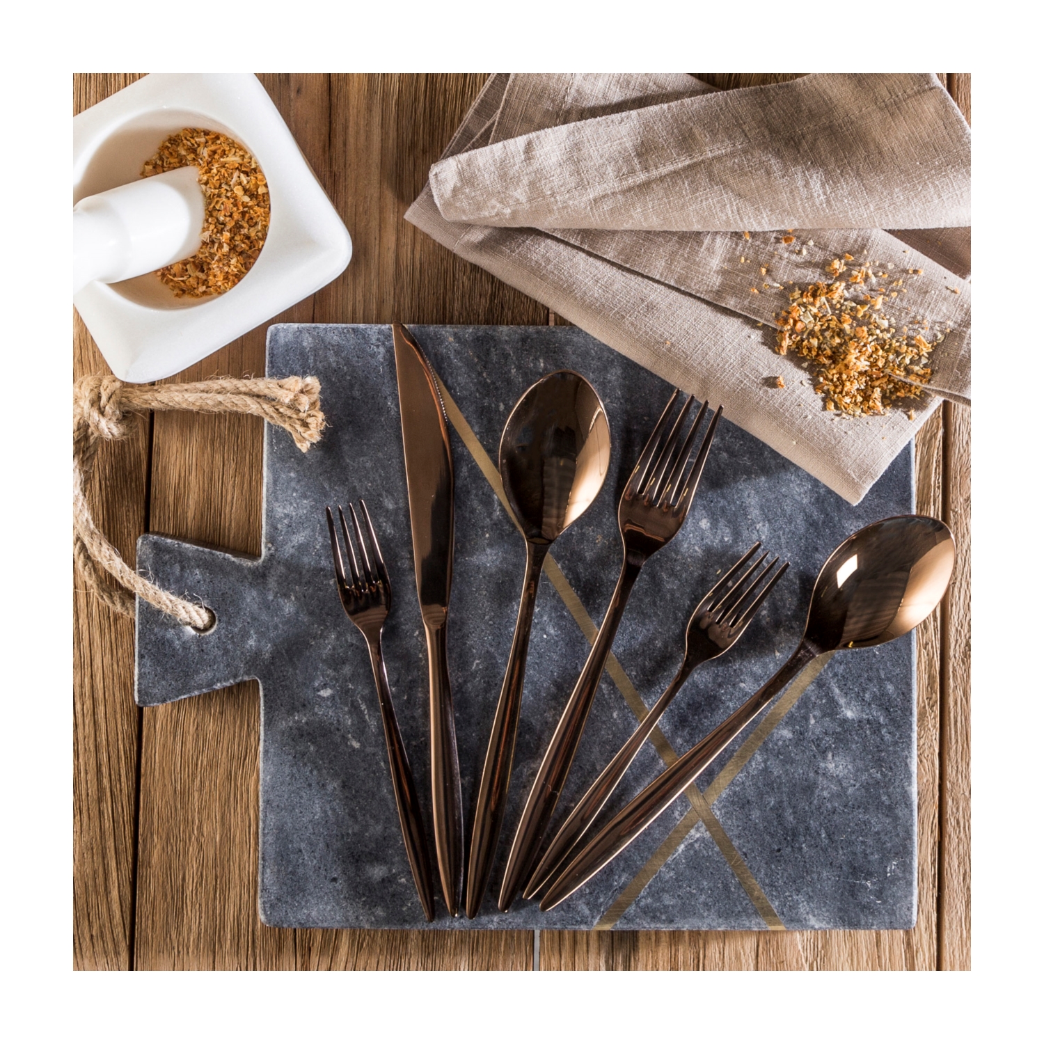 J'ADORE ÇATAL KAŞIK BIÇAK TAKIMI 24 PARÇA - BRONZ