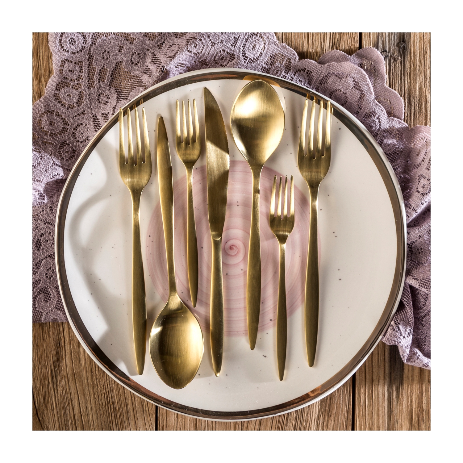 J'ADORE ÇATAL KAŞIK BIÇAK TAKIMI 24 PARÇA - MAT GOLD
