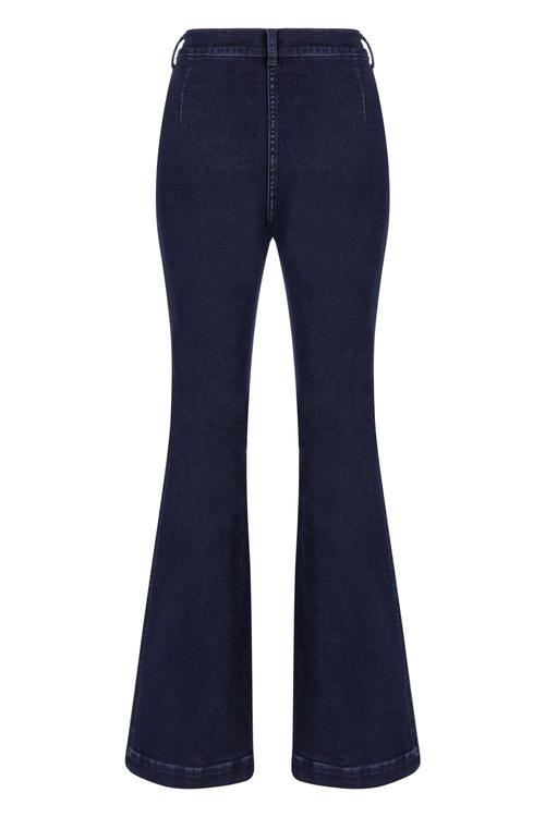  CEP DETAYLI FLARE JEAN DOKUMA PANTOLON