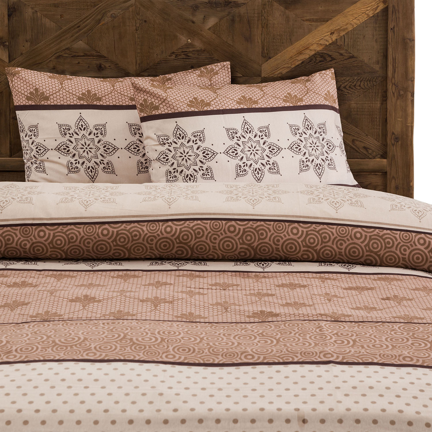 SHAYLA KAHVE ÇİFT KİŞİLİK NEVRESİM TAKIMI 200X200 CM