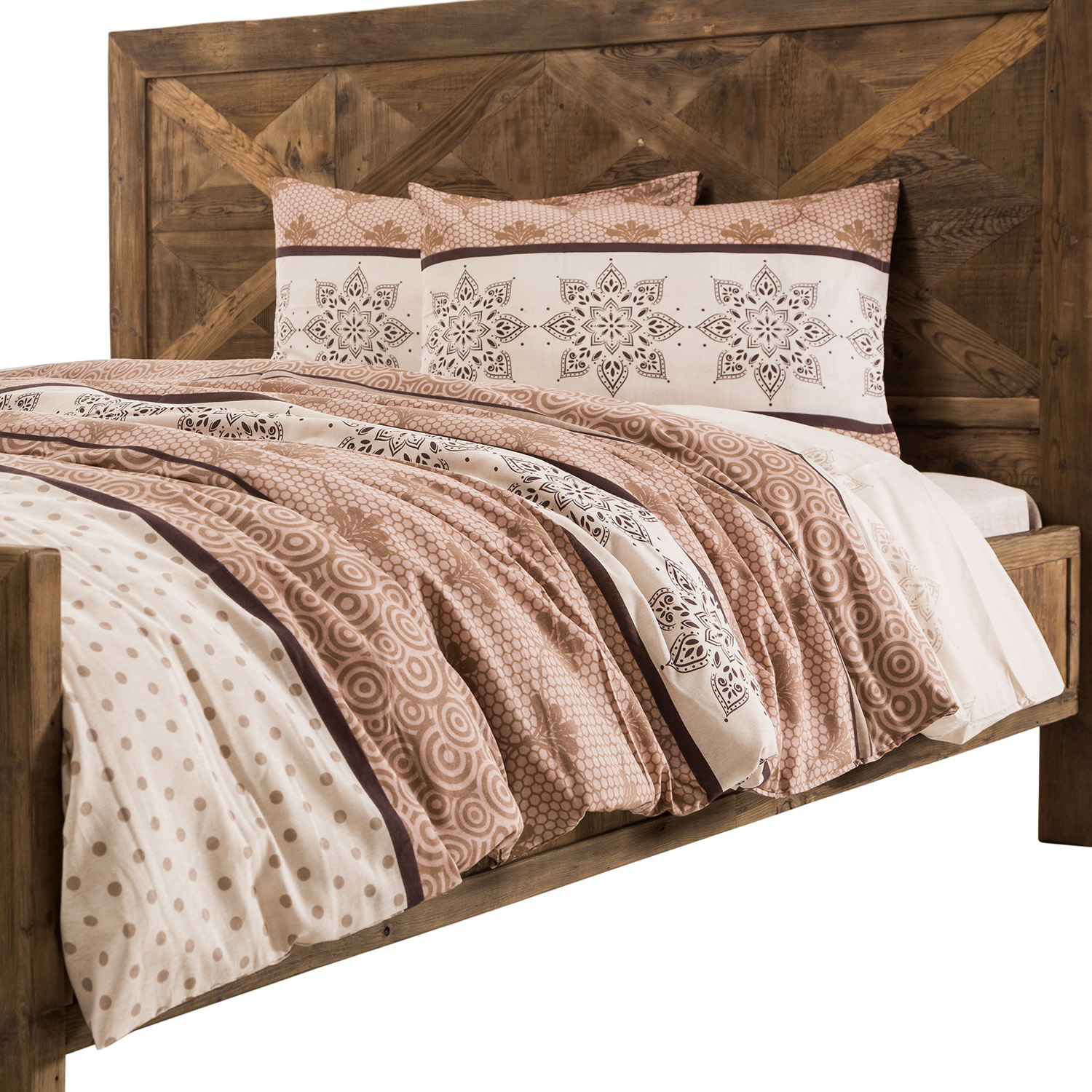 SHAYLA KAHVE ÇİFT KİŞİLİK NEVRESİM TAKIMI 200X200 CM