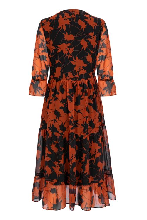  ÇİÇEKLİ MİDİ BOY ELBİSE