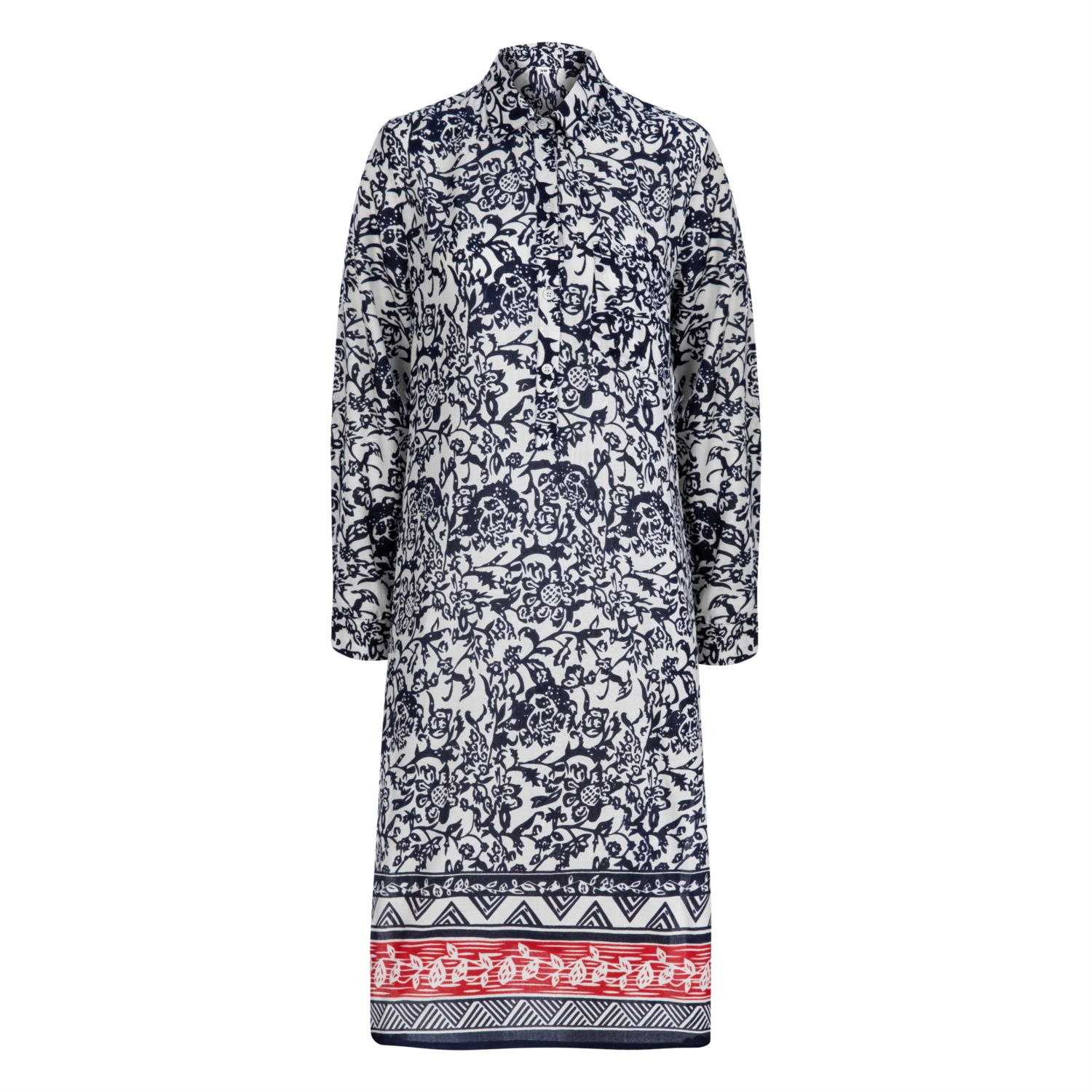 ETNİK DESENLİ MİDİ BOY GÖMLEK ELBİSE