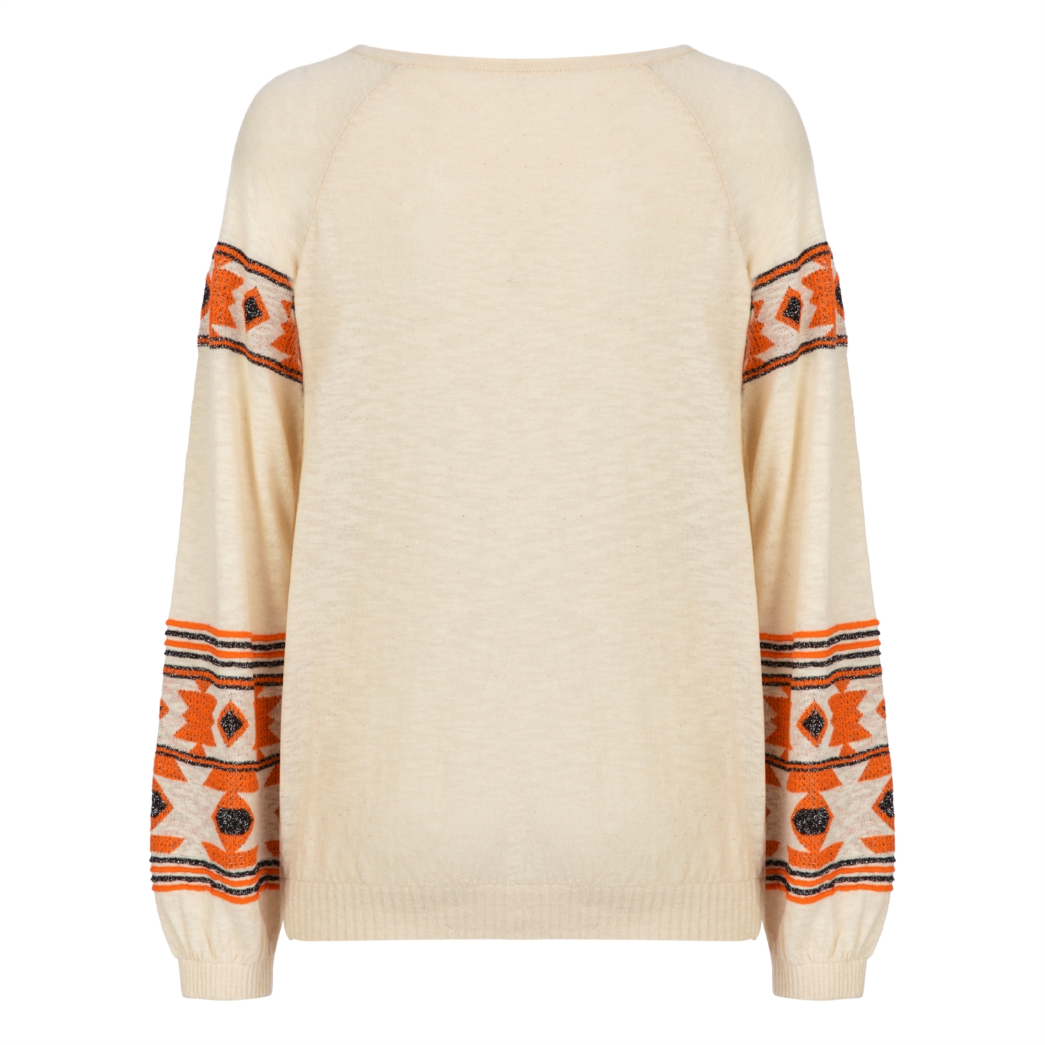 ETNİK DESENLİ SİM DETAYLI BİSİKLET YAKA KAZAK