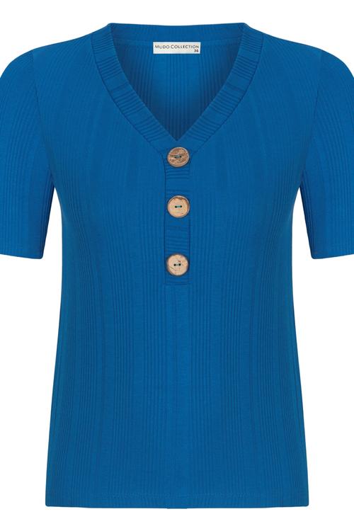  DÜĞME DETAYLI V YAKA KISA KOL T-SHIRT