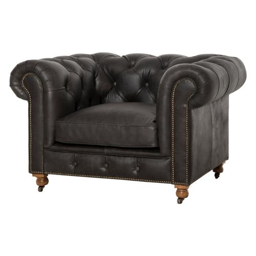  KENSINGTON TEKLİ DERİ CHESTER KOLTUK NATURAL WASHED EBONY