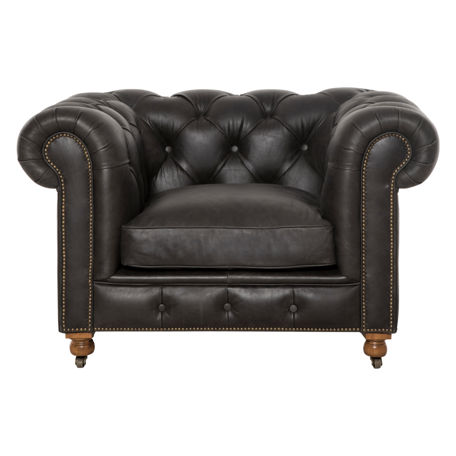 KENSINGTON TEKLİ DERİ CHESTER KOLTUK NATURAL WASHED EBONY