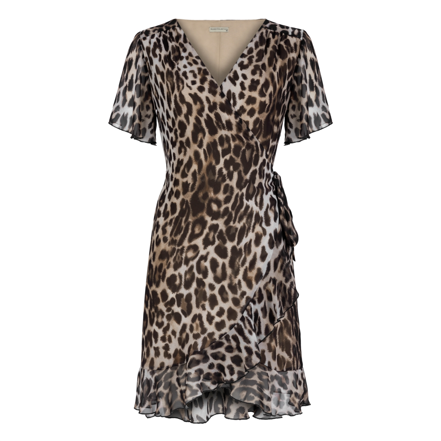 LEOPAR DESENLİ FIRFIRLI ELBİSE