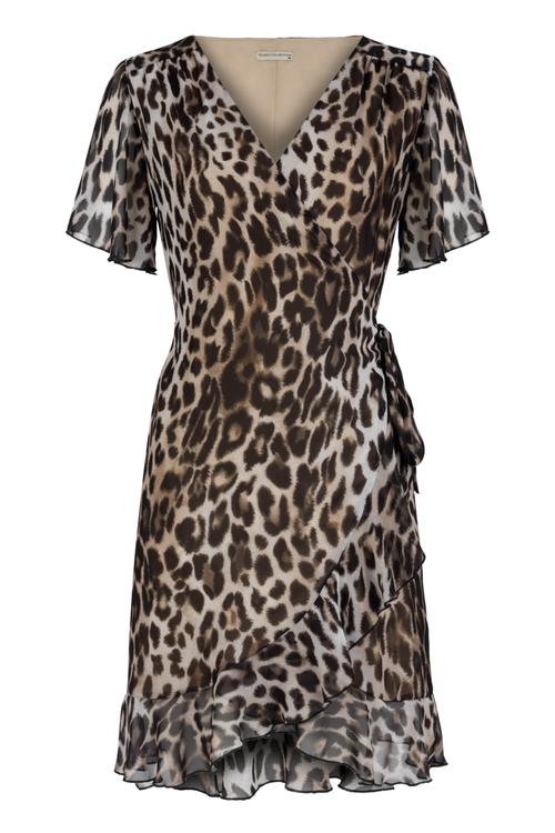  LEOPAR DESENLİ FIRFIRLI ELBİSE