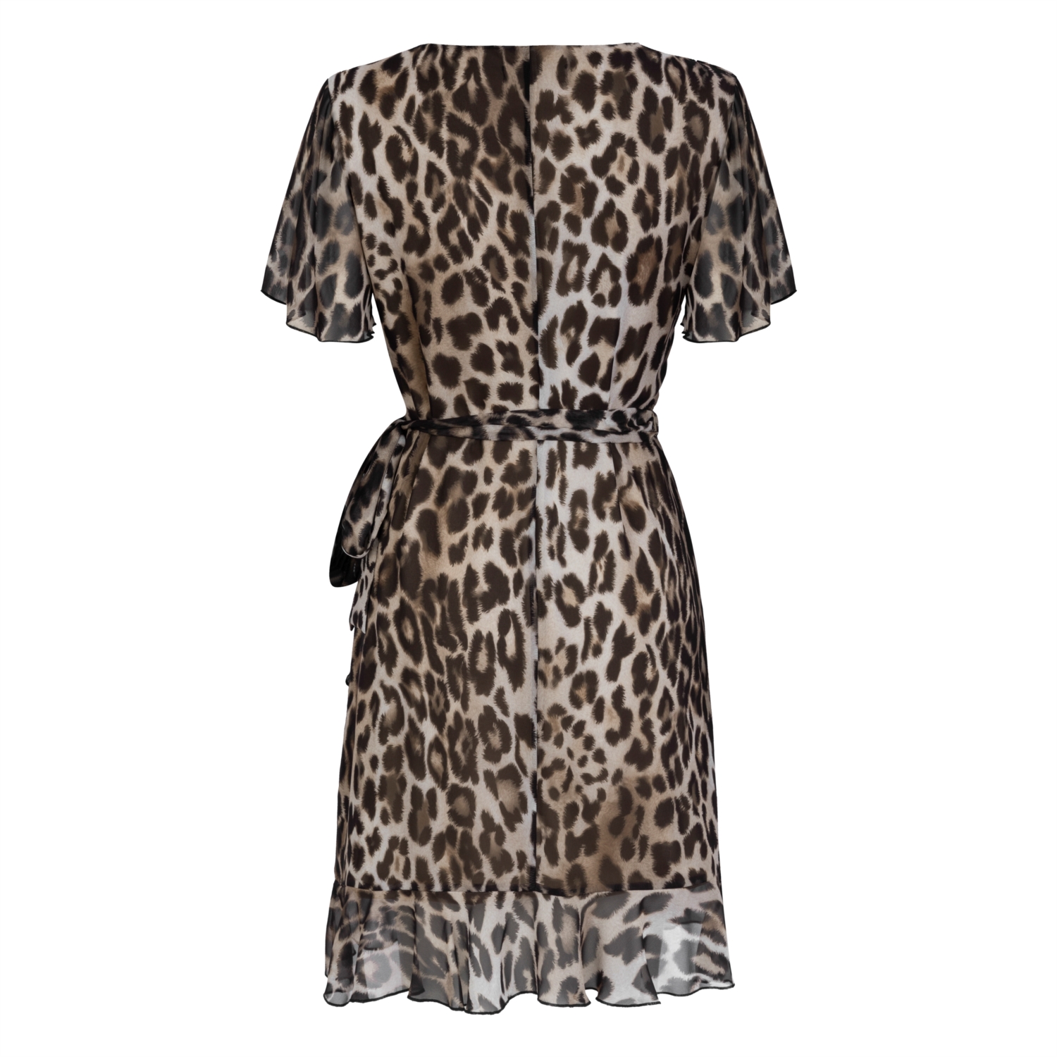 LEOPAR DESENLİ FIRFIRLI ELBİSE