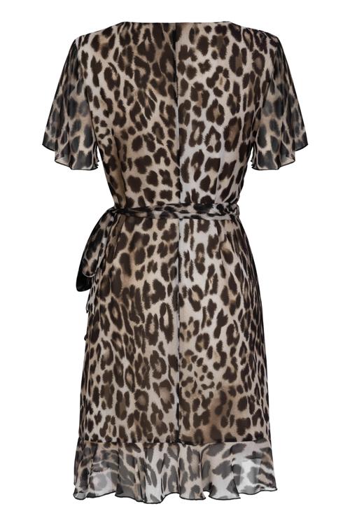  LEOPAR DESENLİ FIRFIRLI ELBİSE