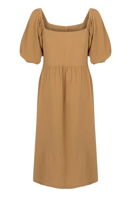  KAYIK YAKA DÜĞMELİ MİDİ BOY ELBİSE