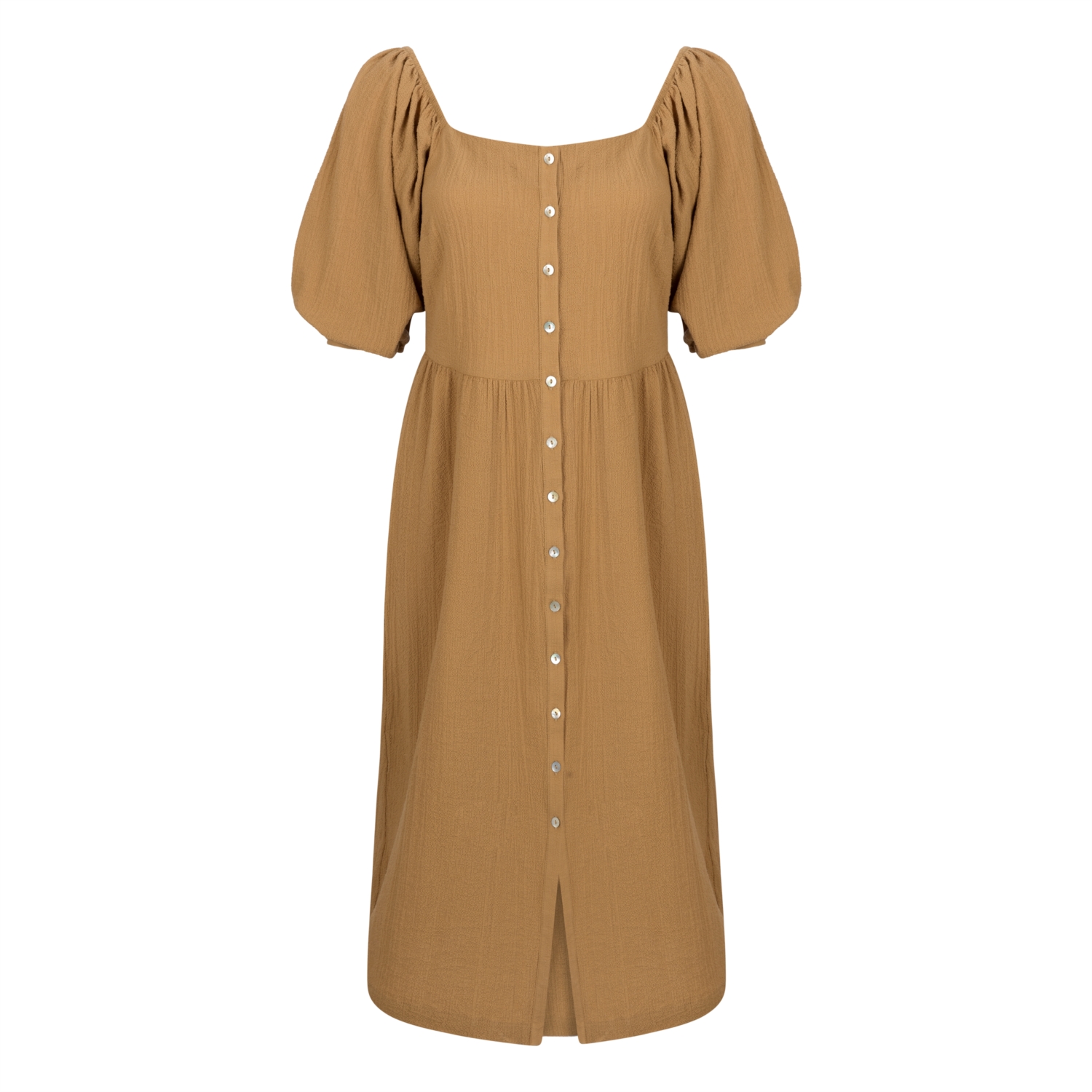 KAYIK YAKA DÜĞMELİ MİDİ BOY ELBİSE