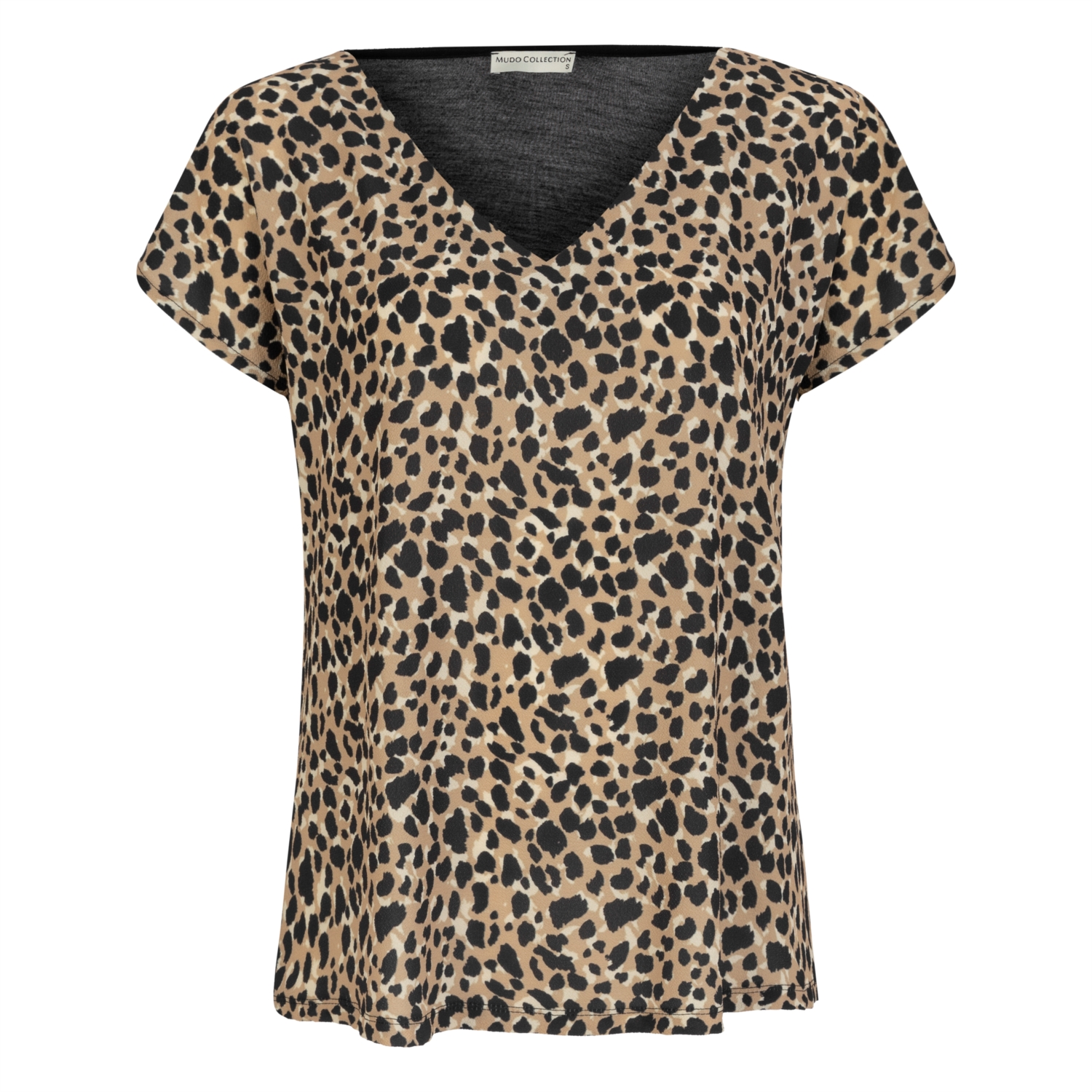 LEOPAR DESENLİ V YAKA T-SHIRT