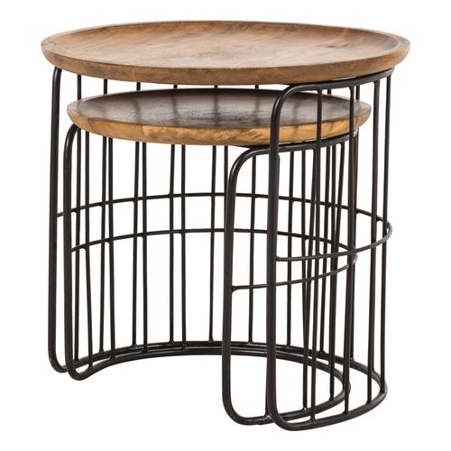  CARRIE MASİF AHŞAP 2'Lİ ZİGON SEHPA