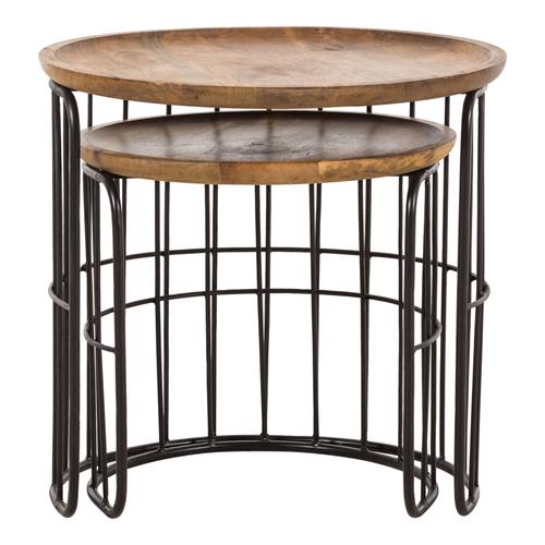  CARRIE MASİF AHŞAP 2'Lİ ZİGON SEHPA