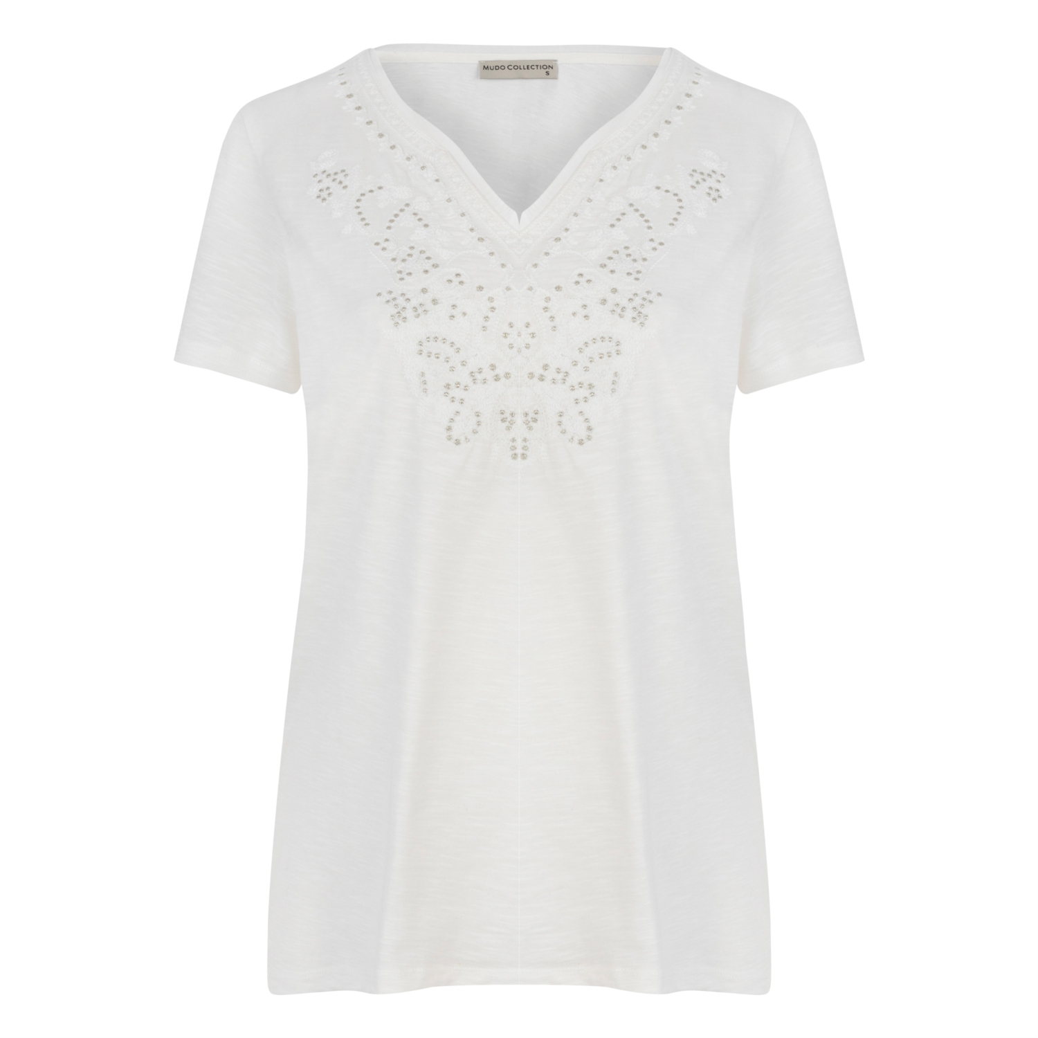 NAKIŞ İŞLEMELİ V YAKA T-SHIRT