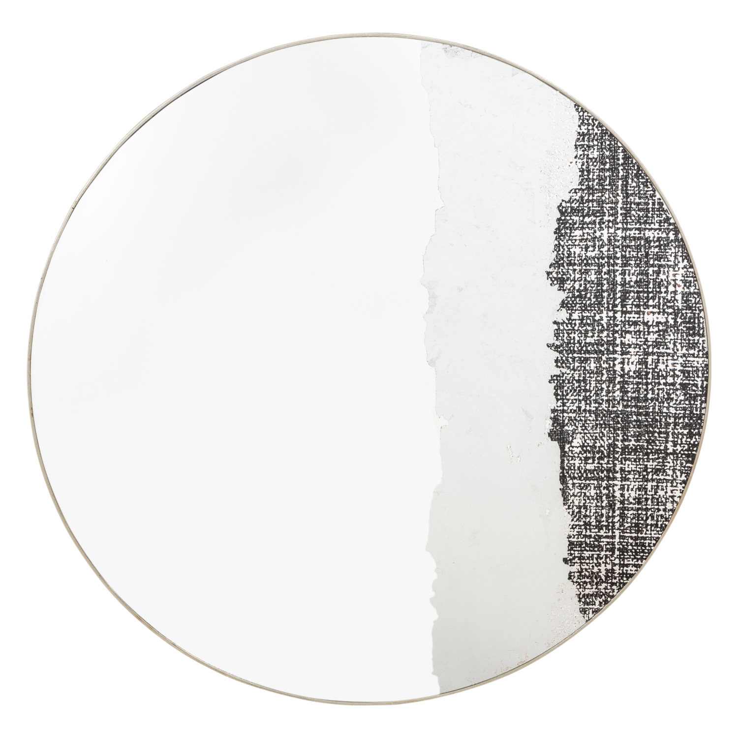 DESENLİ ESKİTME GÜMÜŞ YUVARLAK AYNA ÇAP:75 CM