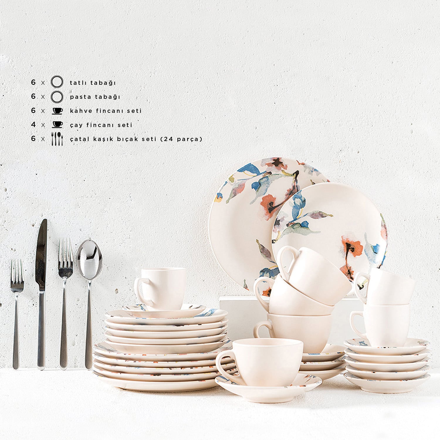 SPRING 56 PARÇA ÇAY SETİ VE PASTA TAKIMI