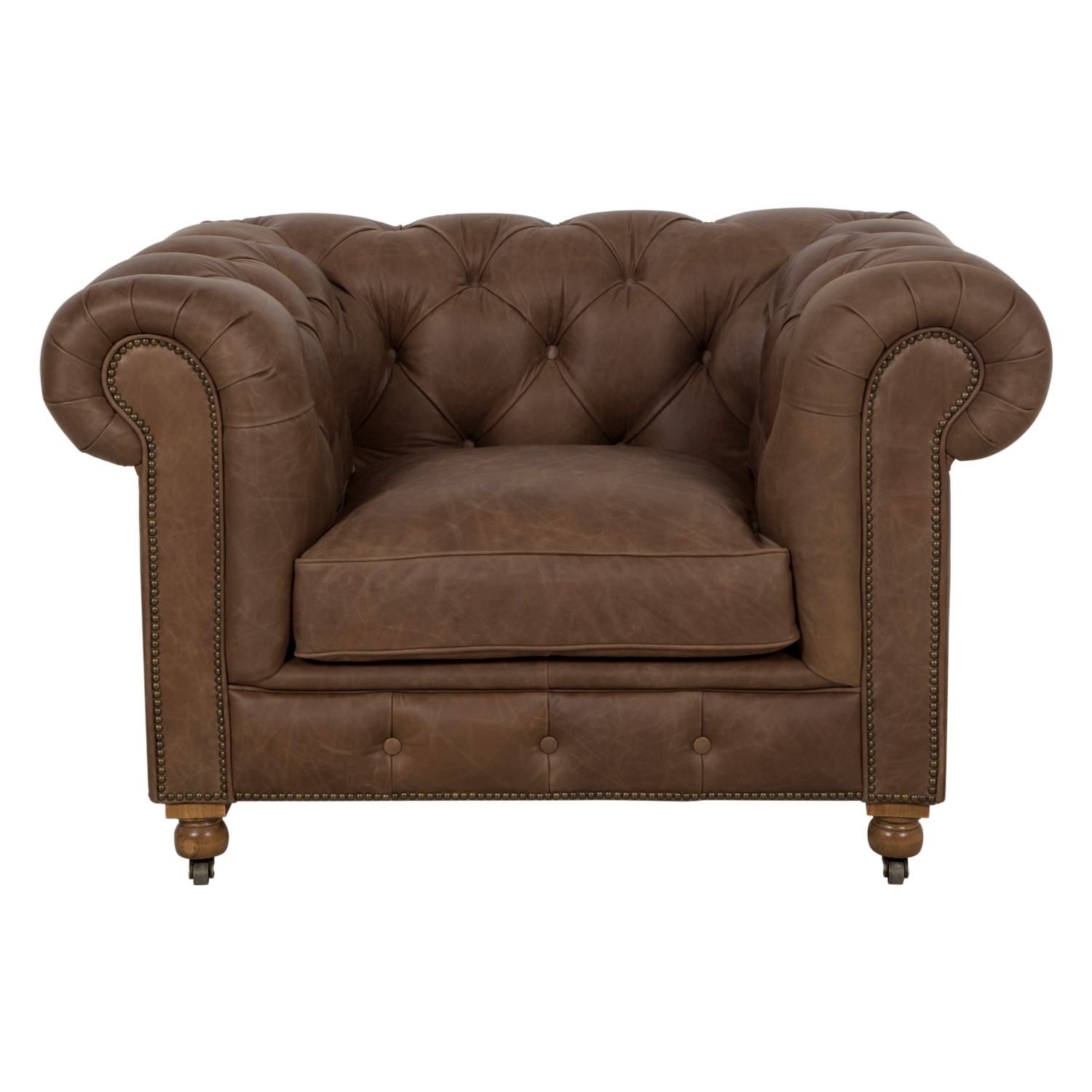 KENSINGTON TEKLİ DERİ CHESTER KOLTUK NATURAL WASHED CHOCOLATE