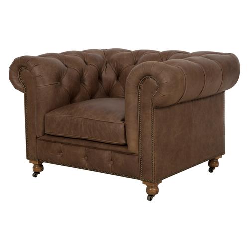  KENSINGTON TEKLİ DERİ CHESTER KOLTUK NATURAL WASHED CHOCOLATE