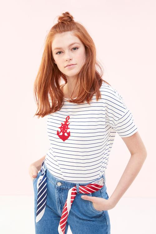  BASKILI BİSİKLET YAKA KISA KOLLU T-SHIRT