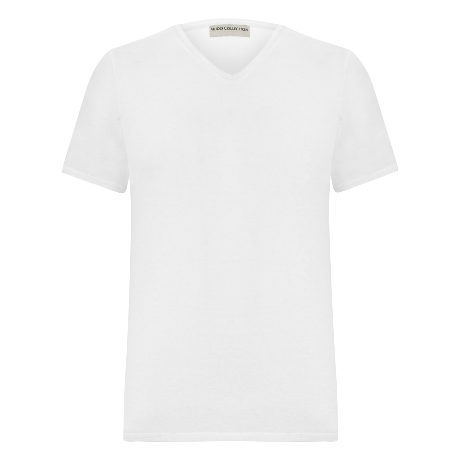 V YAKA PAMUKLU KISA KOLLU T-SHIRT