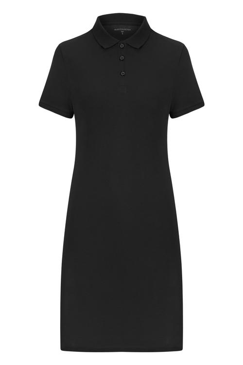  POLO YAKA KISA KOLLU MİNİ ELBİSE