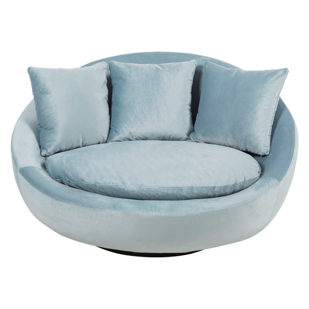 LOVELY AÇIK MAVİ KADİFE DÖNER KOLTUK