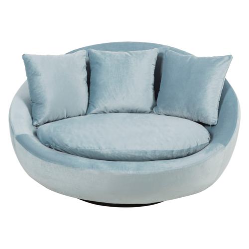  LOVELY AÇIK MAVİ KADİFE DÖNER KOLTUK