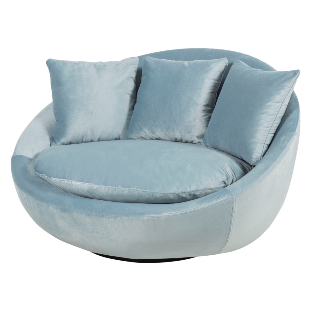 LOVELY AÇIK MAVİ KADİFE DÖNER KOLTUK