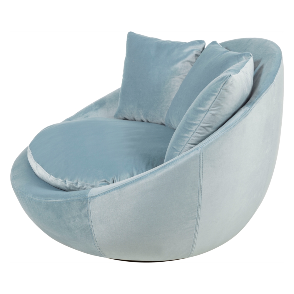 LOVELY AÇIK MAVİ KADİFE DÖNER KOLTUK