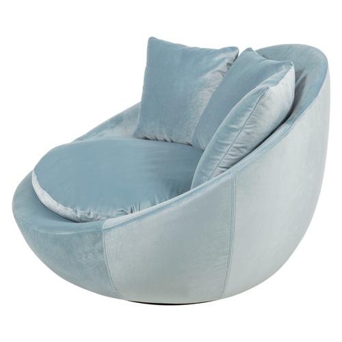  LOVELY AÇIK MAVİ KADİFE DÖNER KOLTUK